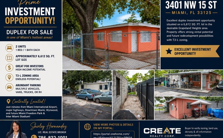Pictures of Multifamily property located at 3401 NW 15 ST, Miami, FL 33125 for sales - image #1