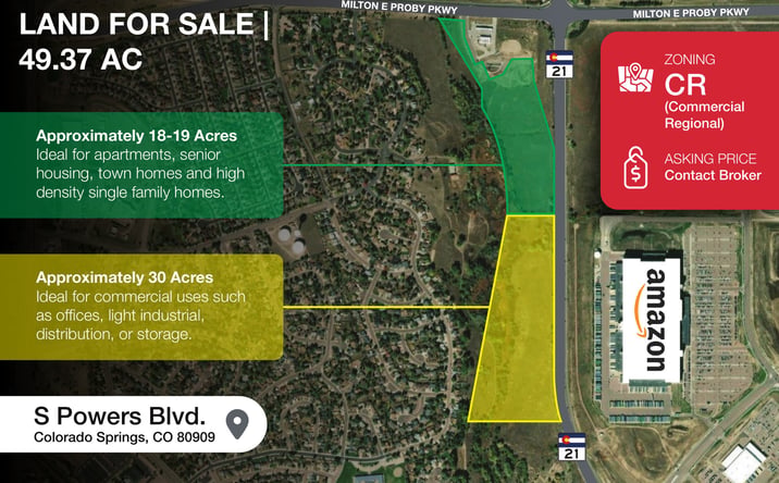 Pictures of Land, Multifamily, Office, Self Storage, Industrial property located at S Powers Blvd., Colorado Springs, CO 80909 for sales - image #1