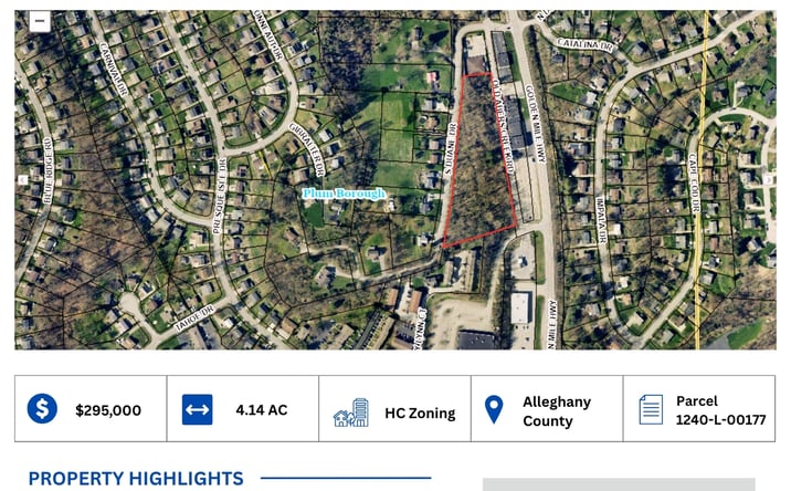 Pictures of Land property located at Old Abers Creek Road, Plum Borough, PA 15239 for sales - image #1