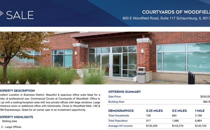 Pictures of Office property located at 800 E Woodfield Road, Suite 117, Schaumburg, IL 60173 for sales - image #1