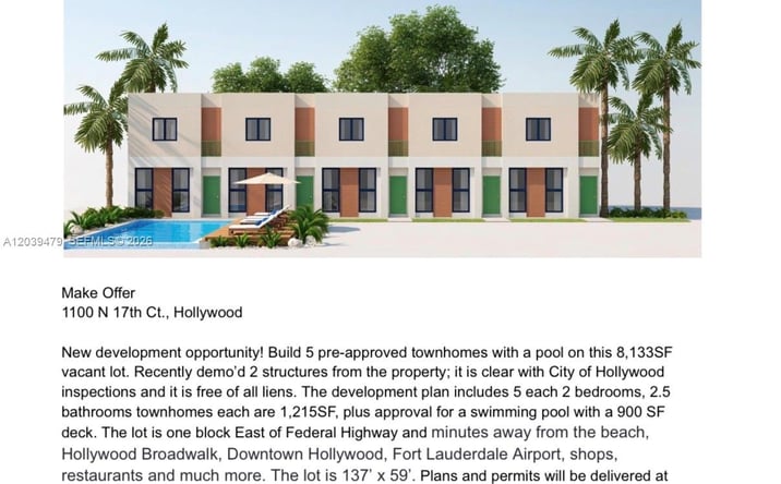 Pictures of Land property located at 1100 N 17th Ct, Hollywood, FL 33020 for sales - image #1