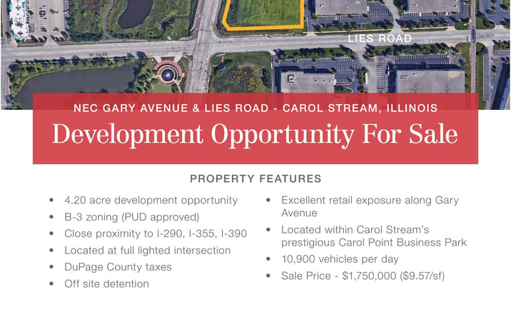 Pictures of Land property located at NEC Gary Avenue & Lies Road, Carol Stream, IL 60188-1312 for sales - image #1
