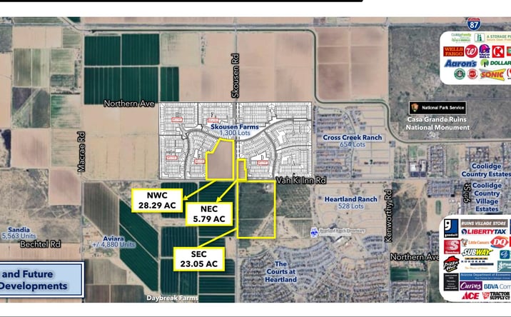 Pictures of Land property located at NWC Skousen & Vah Ki Inn, Coolidge, AZ 85128 for sales - image #1