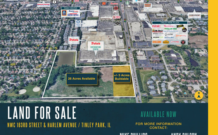 Pictures of Land property located at NWC 163rd Street & Harlem Avenue, Tinley Park, IL 60477 for sales - image #1