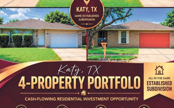 Pictures of Multifamily property located at 2223 Crosscoach Lane, Katy, TX 77449, 20226 Apache Gardens Lane, Katy, TX 77449, 1939 Oakwell Lane, Katy, TX 77449, 20242 Smithfield Crossing Lane, Katy, TX 77449 for sales - image #1