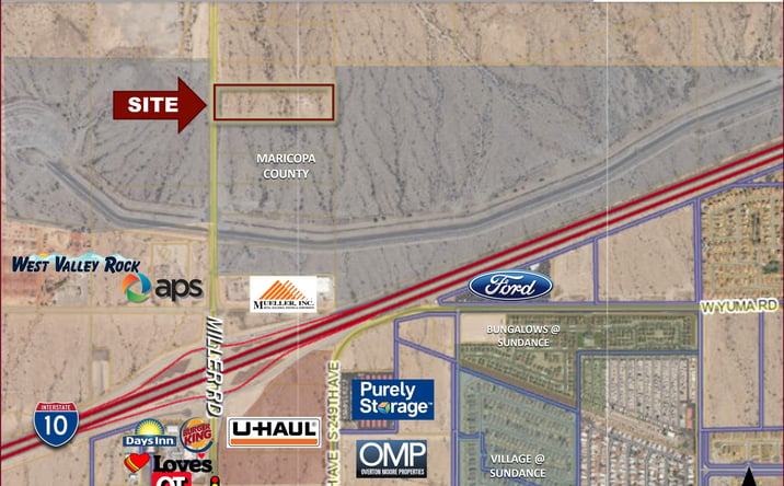 Pictures of Land property located at Miller Road & Interstate 10, Buckeye, AZ 85373 for sales - image #1