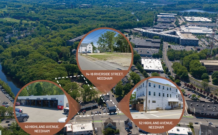 Pictures of Retail, Multifamily, Mixed Use property located at 40 Highland Avenue, Needham, MA 02494, 52 Highland Avenue, Needham, MA 02494, 14 Riverside Street, Needham, MA 02494 for sales - image #1