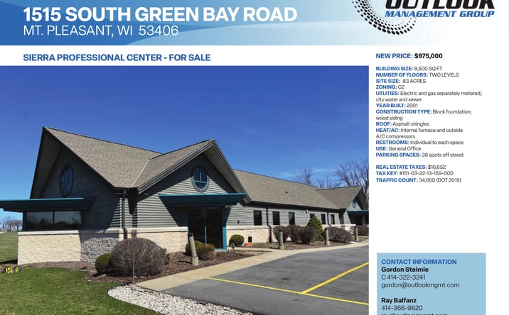 Pictures of Office property located at 1515 South Green Bay Road, Mt. Pleasant, WI 53406 for sales - image #1