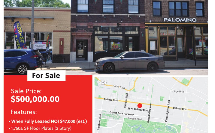 Pictures of Retail property located at 5874 Delmar Blvd, St. Louis, MO 63112 for sales - image #1
