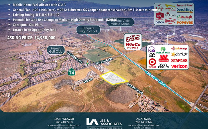 Pictures of Land, Mobile Home Park property located at California Ave & Lyn Ave, Hemet, CA 92543 for sales - image #1