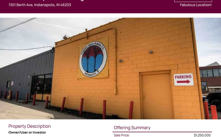 Pictures of Retail property located at 1301 Barth Ave, Indianapolis, IN 46203 for sales - image #1