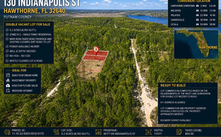 Pictures of Land property located at 130 Indianapolis Street, Hawthorne, FL 32640 for sales - image #1