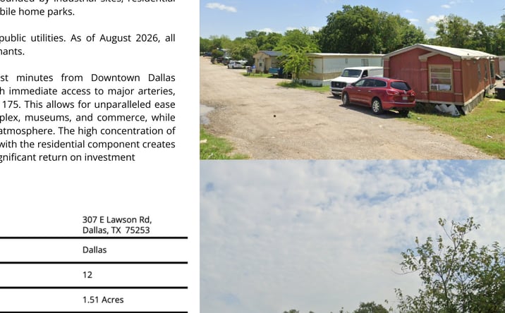 Pictures of Mobile Home Park property located at 307 E Lawson Rd, Dallas, TX 75253 for sales - image #1