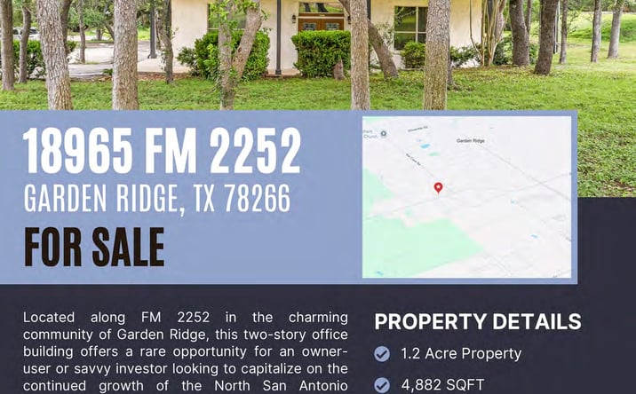 Pictures of Office property located at 18965 FM 2252, Garden Ridge, TX 78266 for sales - image #1