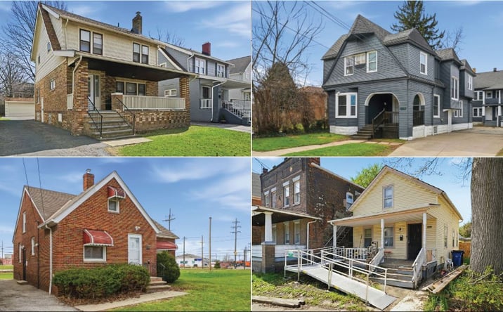 Pictures of Multifamily property located at 1382 Larchmont Road, Cleveland, OH 44110-2812, 845 Helmsdale Road, Cleveland, OH 44112-2301, 3718 E 71st Street, Cleveland, OH 44105, 1174 E 61st Street, Cleveland, OH 44103-1468 for sales - image #1