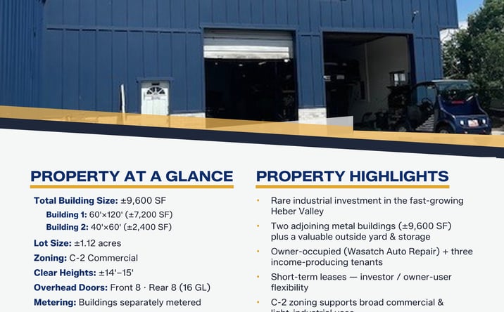 Pictures of Office, Industrial, Retail property located at 1015 S. Main Street, Heber City, UT 84032 for sales - image #1