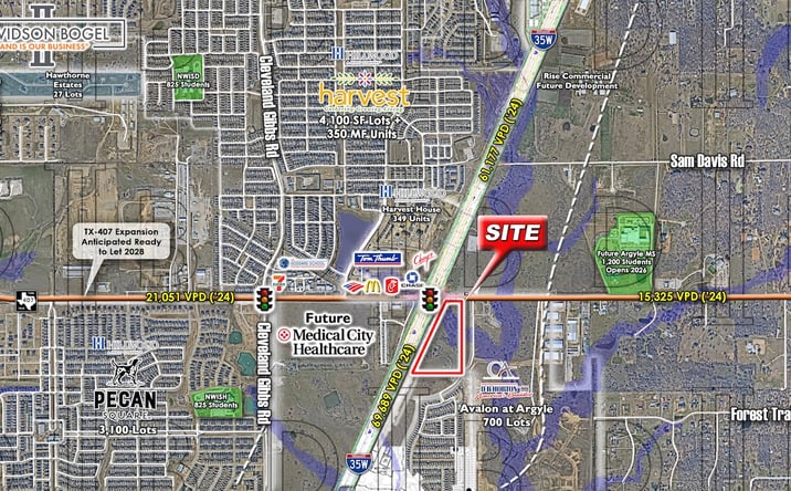 Pictures of Land property located at SEC - I-35W & F.M. 407, Argyle, TX 76226 for sales - image #1