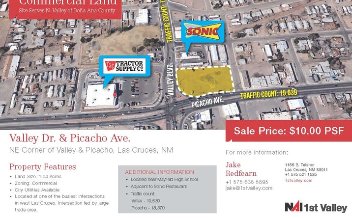 Pictures of Land property located at NE Corner of Valley & Picacho, Las Cruces, NM 88005 for sales - image #1