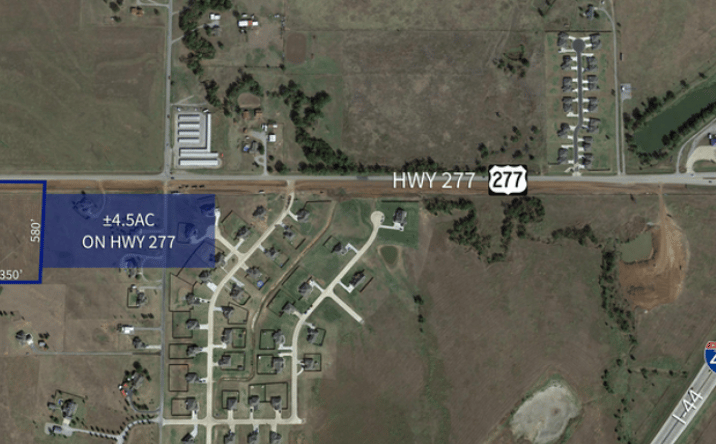 Pictures of Land property located at 4.5ac on US Hwy 277 Elgin, Elgin, OK 73538 for sales - image #1