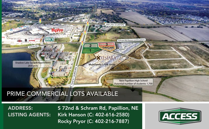 Pictures of Land, Mixed Use, Retail property located at S 72nd and Schram St, Papillion, NE 68046 for sales - image #1