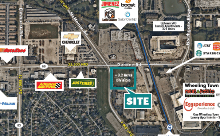 Pictures of Land property located at 625 West Dundee Road, Wheeling, IL 60090 for sales - image #1
