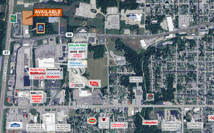 Pictures of Land property located at +/- 4.46AC, SR 37 & SR 58, Bedford, IN 47421 for sales - image #1