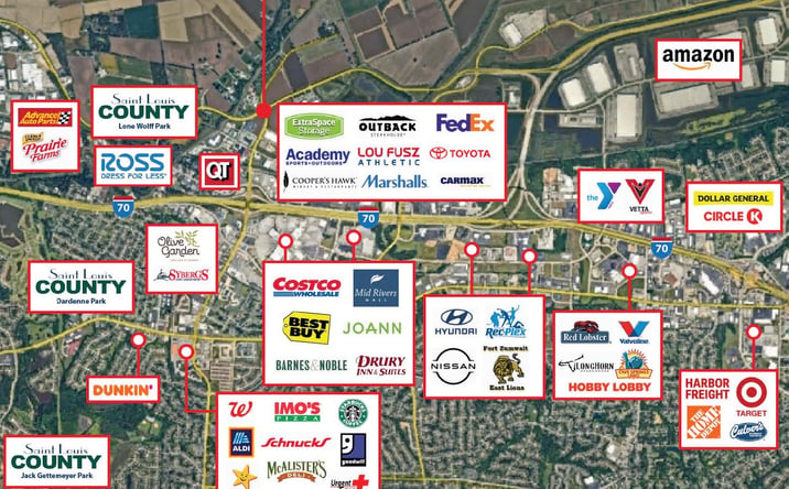 Pictures of Land property located at Salt River Rd. & Mid Rivers Mall Dr, St. Peters, MO 63376 for sales - image #1