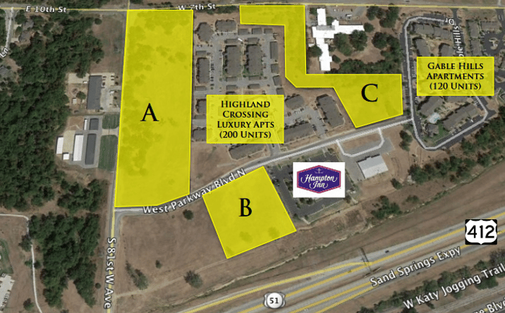 Pictures of Land property located at NE Sand Springs Expy and S 81st W Ave - 3.33 AC, Tulsa, OK 74107 for sales - image #1