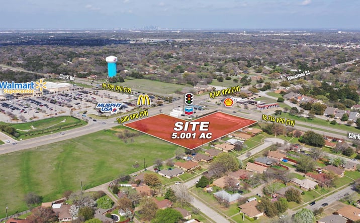 Pictures of Land property located at SWQ of Wheatland Rd & Clark Rd, Dallas, TX 75249 for sales - image #1