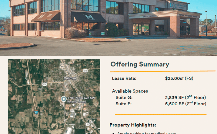 Pictures of Office property located at 1701 Main Ave SW, Cullman, AL 35055 for lease - image #1