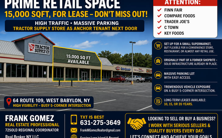 Pictures of Retail, Restaurant, Special Purpose property located at 64 NY-109, West Babylon, NY 11704 for lease - image #1
