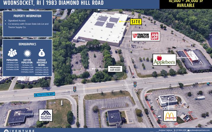 Pictures of Retail property located at 1983 Diamond Hill Road, Woonsocket, RI 02895-3911 for lease - image #1