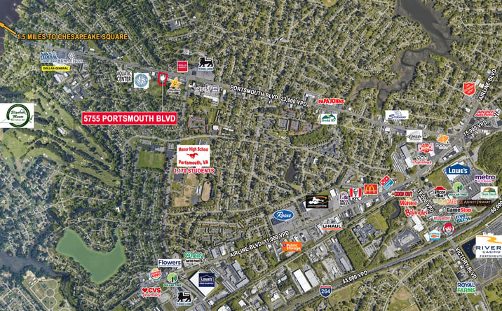 Pictures of Retail property located at 5755 Portsmouth Blvd, Portsmouth, VA 23701 for lease - image #1