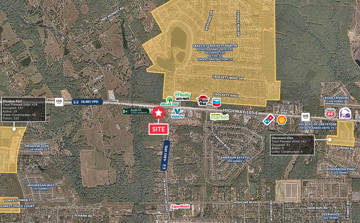 Pictures of Retail, Land property located at Highway 105 & Crocket Martin Rd, Conroe, TX 77306 for lease - image #1