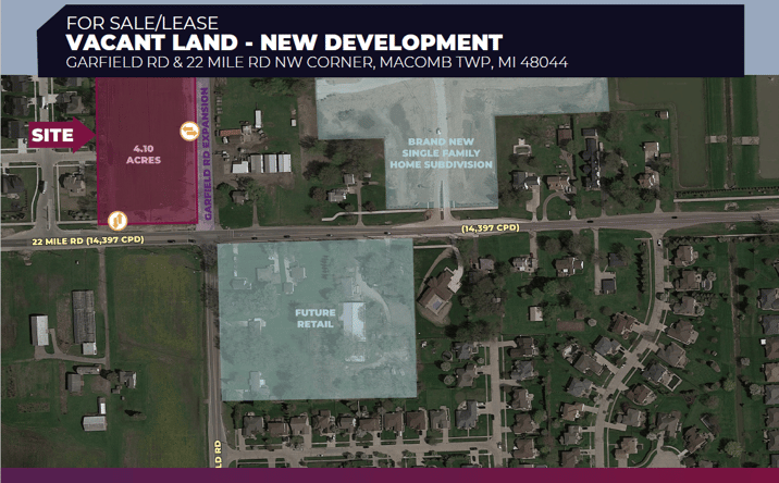Pictures of Land property located at Garfield Rd & 22 Mile Rd NW Corner, Macomb, MI 48044 for lease - image #1