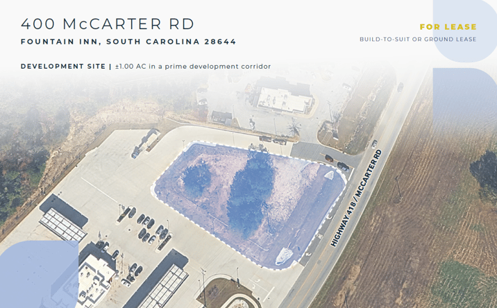 Pictures of Land property located at 400 McCarter Road, Fountain Inn, SC 29644 for lease - image #1