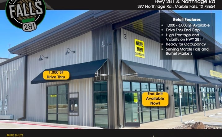 Pictures of Retail, Restaurant, Special Purpose property located at 397 N Ridge Rd, Marble Falls, TX 78654 for lease - image #1