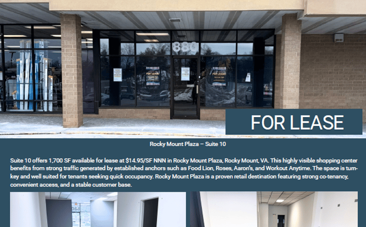 Pictures of Retail property located at 832 Tanyard Rd, Rocky Mount, VA 24151 for lease - image #1