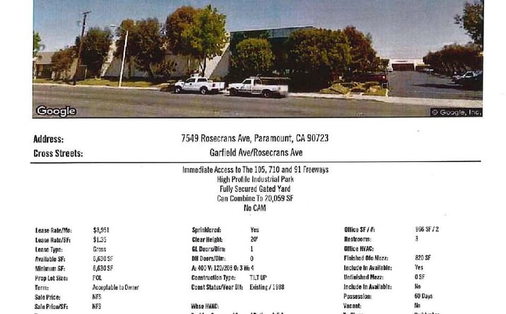 Pictures of Industrial property located at 7549 Rosecrans Ave, Paramount, CA 90723 for lease - image #1