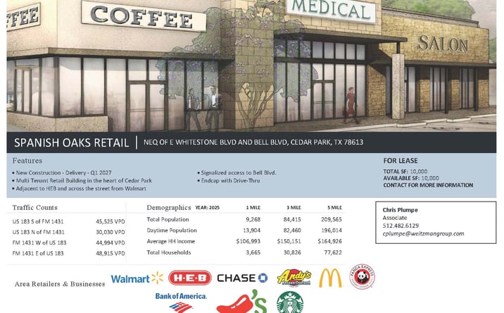 Pictures of Retail property located at NEQ Of E Whitestone Blvd and Bell Blvd, Cedar Park, TX 78613 for lease - image #1