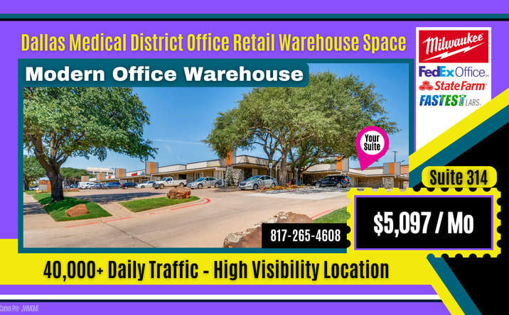Pictures of Retail, Office, Industrial property located at 1625 W Mockingbird Ln Suite 314, Dallas TX, USA, Dallas, TX 75235 for lease - image #1