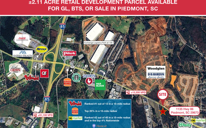 Pictures of Land, Retail property located at 1135 SC-86, Piedmont, SC 29673 for lease - image #1