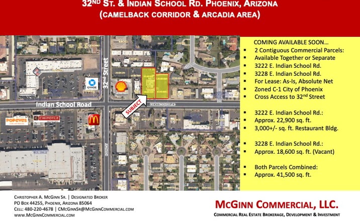 Pictures of Retail, Land, Restaurant property located at 3222 East Indian School Road, Phoenix, AZ 85018 for lease - image #1
