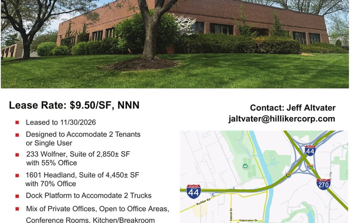 Pictures of Office, Industrial property located at 1601 Headland Dr, Fenton, MO 63026 for lease - image #1