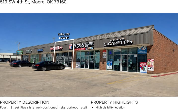 Pictures of Retail property located at 519 SW 4th St, Moore, OK 73160 for lease - image #1