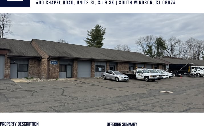 Pictures of Industrial property located at 400 Chapel Road, Units 3I, 3J & 3K, South Windsor, CT 06074 for lease - image #1