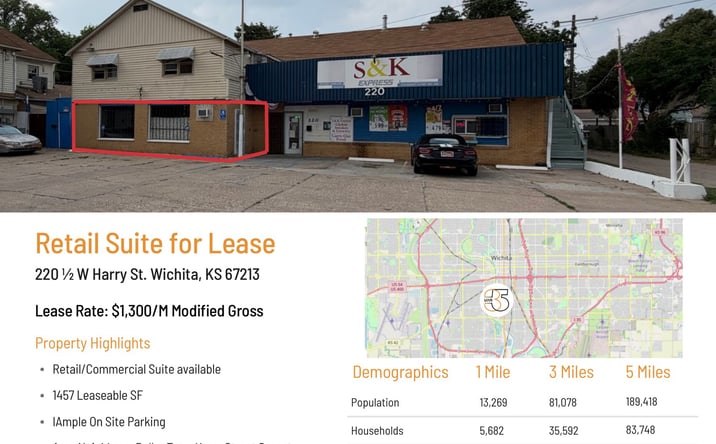 Pictures of Retail property located at 220 1/2 W Harry St., Wichita, KS 67213 for lease - image #1