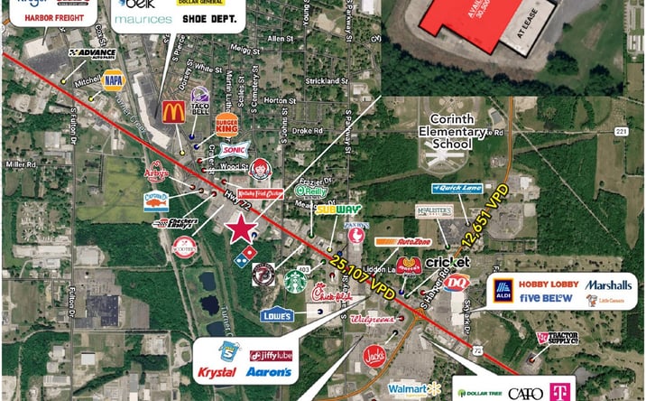 Pictures of Retail property located at 1402 US-72, Corinth, MS 38834 for lease - image #1