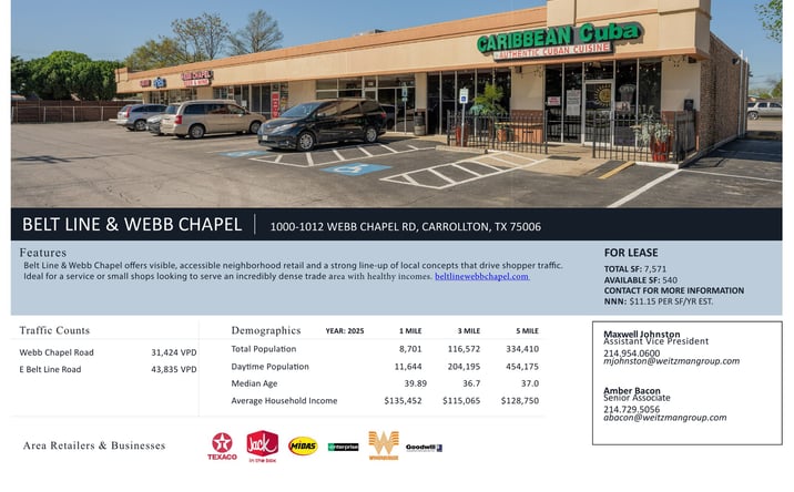 Pictures of Retail property located at 1000-1012 Webb Chapel Road, Carrollton, TX 75006 for lease - image #1