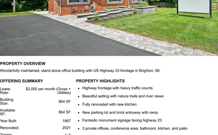 Pictures of Office property located at 8864 Whitmore Lake Rd, Brighton, MI 48116 for lease - image #1